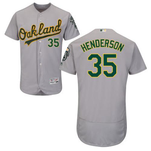 Athletics #35 Rickey Henderson Grey Flexbase Authentic Collection Stitched MLB Jersey